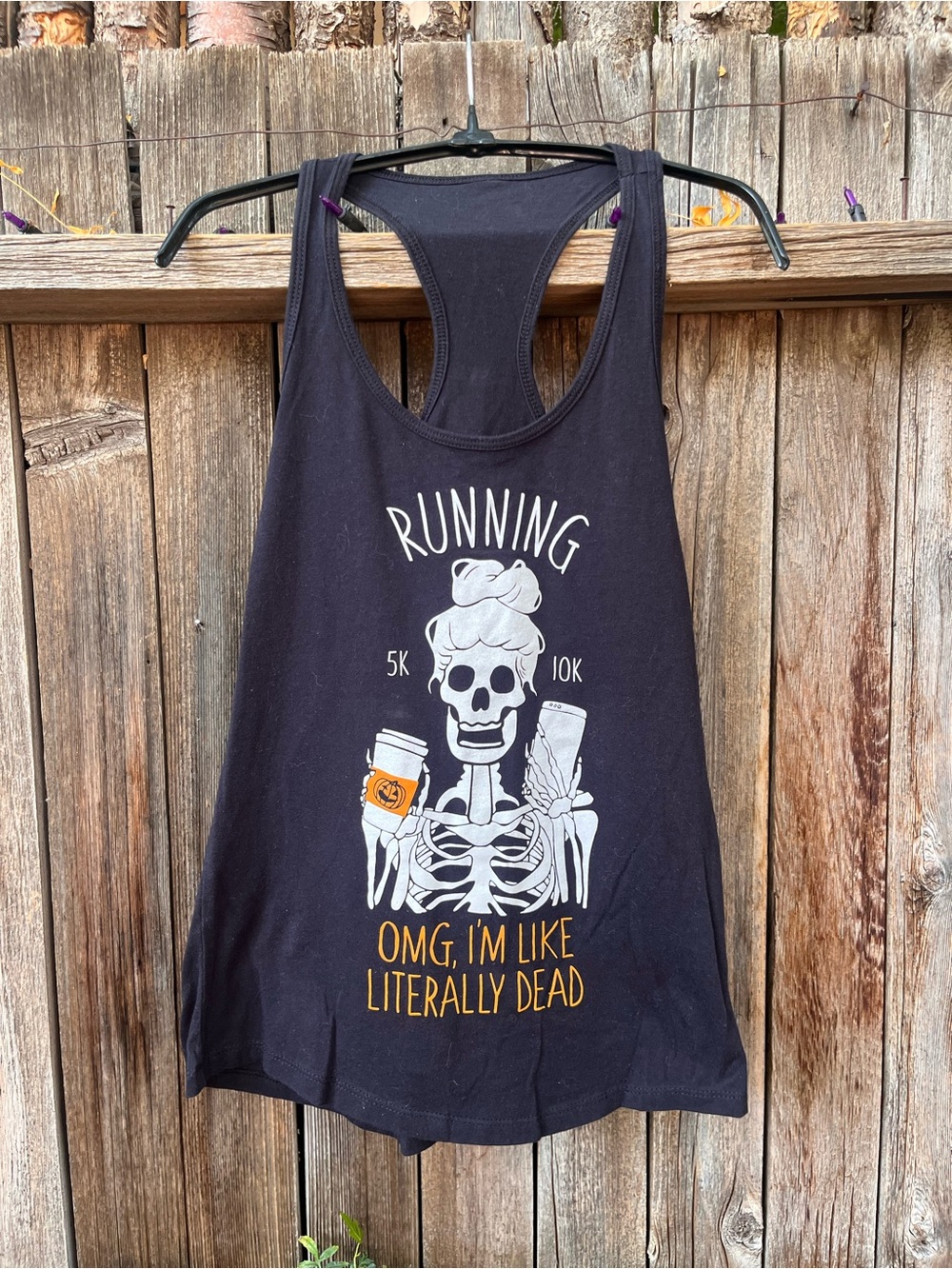 Black 'Running - OMG I'm Like Literally Dead' Graphic Tank Top